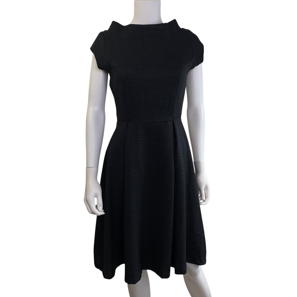 Shabby Apple Womens Dress Size 4 A Line Knee Length VTG Style High Neck Black